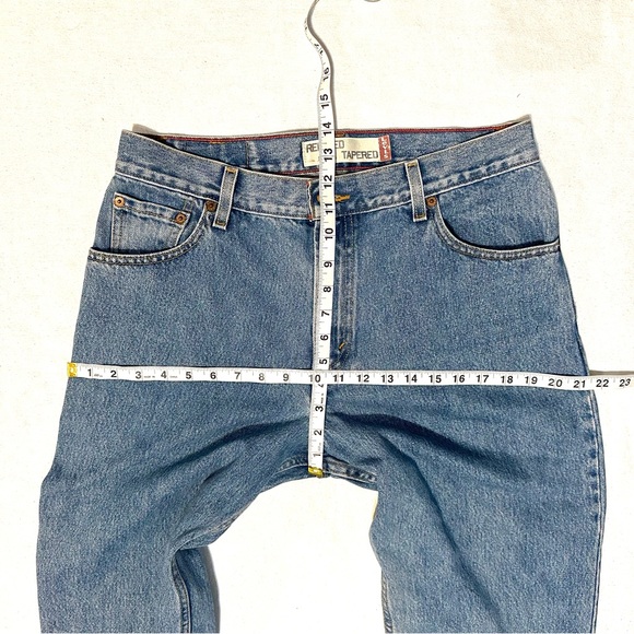 VTG Y2K LEVIS 550 TAPERED FIT HIGH RISE REWORKED RAW SPLIT-HEM DENIM JEANS 10/12 - Picture 15 of 16